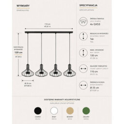 Luminosa Lighting Luminosa Axia Bar Pendant Ceiling Light Black 4X Gx53 - thumbnail 4