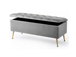 120Cm Amara Chesterfield Ottoman Storage Bench - Plush Velvet Shoes Bench - Silver Upholstery Footstool Storage With Legs - thumbnail 2