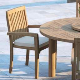 Eterna Cannes Teak Garden Outdoor Dining Table & 6 Seat Chair Set - With Black Cushions - thumbnail 4