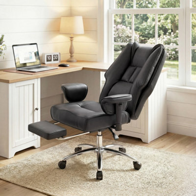 Homcom Executive Office Chair, Reclining Desk Chair With Footrest, Black - image 1