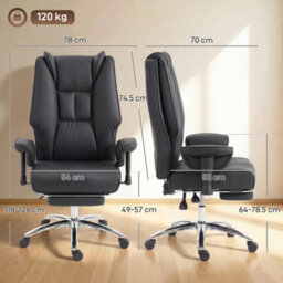 Homcom Executive Office Chair, Reclining Desk Chair With Footrest, Black - thumbnail 3