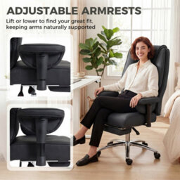 Homcom Executive Office Chair, Reclining Desk Chair With Footrest, Black - thumbnail 5