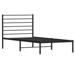 Berkfield Metal Bed Frame With Headboard Black 75X190 Cm 2Ft6 Small Single - thumbnail 5