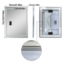 Luvodi 1000X700mm Led Bathroom Mirror Front & Backlit Makeup Mirror, Bluetooth Speaker, Anti-Fog, Digital Display - thumbnail 2