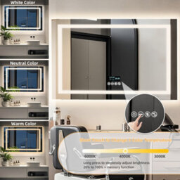 Luvodi 1000X700mm Led Bathroom Mirror Front & Backlit Makeup Mirror, Bluetooth Speaker, Anti-Fog, Digital Display - thumbnail 6
