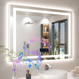 Luvodi 1000X700mm Led Bathroom Mirror Front & Backlit Makeup Mirror, Bluetooth Speaker, Anti-Fog, Digital Display - thumbnail 1