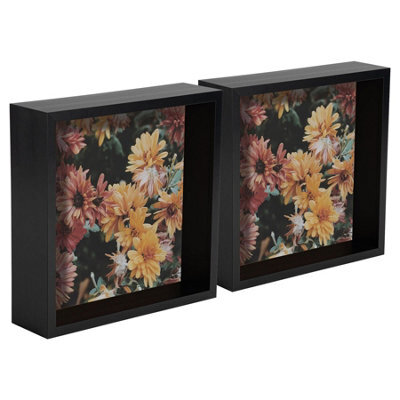 "Nicola Spring 8 X 8"" Deep Photo Frames - Black - 3D Deep Box Picture Frame Portrait Display Case (22.5 X 22.5Cm) - Set Of 2" - image 1