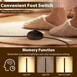 Costway Bamboo Floor Lamp Dimmable Led Corner Lamp With Foot Switch - thumbnail 7