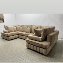 Stratus Interiors Oyster Large U Shape Oxford Sofa Open Ended Velvet Fabric Chaise - thumbnail 3