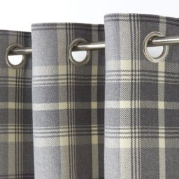 GoodHome Podor Grey Check Unlined Eyelet Curtain (W)167Cm (L)228Cm, Single - thumbnail 2