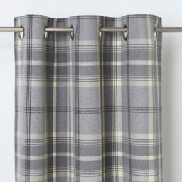 GoodHome Podor Grey Check Unlined Eyelet Curtain (W)167Cm (L)228Cm, Single - thumbnail 1