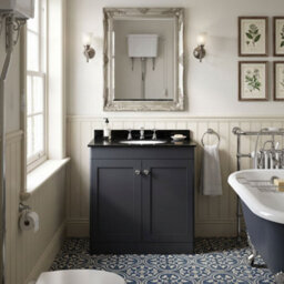 Balterley Swynnerton Traditional 2 Door Floor Standing Vanity Unit With Marble Basin, Dark Grey, 800mm - thumbnail 2