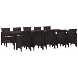 Berkfield Garden Dining Set 11 Pcs Brown And Taupe Poly Rattan - thumbnail 2