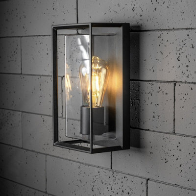 CGC Lighting Cgc Floriana Black Outdoor Wall Light Clear Diffuser E27 Standard Screw Ip54 - image 1
