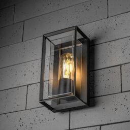 CGC Lighting Cgc Floriana Black Outdoor Wall Light Clear Diffuser E27 Standard Screw Ip54 - thumbnail 4