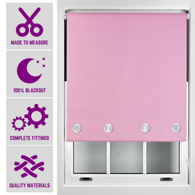Furnished Made To Measure Blackout Roller Blinds With Big Round Eyelets - Pink Blind (W)150Cm (L)210Cm - image 1