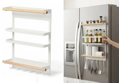 Magnetic Kitchen Rack With Shelf And 6 Hooks For Fridge - image 1