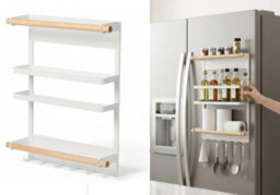 Magnetic Kitchen Rack With Shelf And 6 Hooks For Fridge