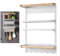 Magnetic Kitchen Rack With Shelf And 6 Hooks For Fridge - thumbnail 4