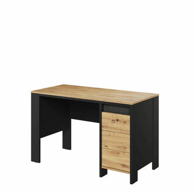 Arte Spot Desk With Storage With Led Lighting (H)75mm (W)1220mm (D)580mm - Oak Artisan And Black Matt - image 1