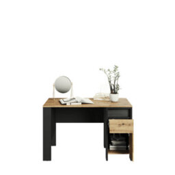 Arte Spot Desk With Storage With Led Lighting (H)75mm (W)1220mm (D)580mm - Oak Artisan And Black Matt - thumbnail 3