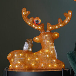 Samuel Alexander 40Cm Light Up Acrylic Sitting Christmas Deer With Animals And 80 Warm White Leds - thumbnail 9
