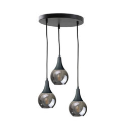Luminosa Lighting Luminosa Lacrima Cluster Pendant Ceiling Light Black Smoky Glass Shade 3X E27 - thumbnail 1
