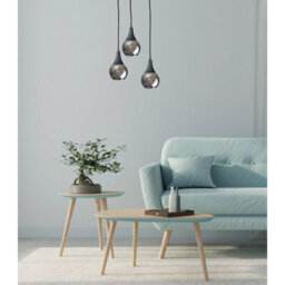 Luminosa Lighting Luminosa Lacrima Cluster Pendant Ceiling Light Black Smoky Glass Shade 3X E27 - thumbnail 3