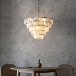 Loops Hanging Ceiling Pendant Light - Antique Gold Paint With White & Clear Glass - 9 X 6W Led E14 - thumbnail 4