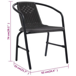 Berkfield Garden Chairs 8 Pcs Plastic Rattan And Steel 110 Kg - thumbnail 8