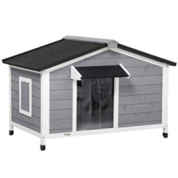 Pawhut Wooden Dog Kennel For Outside 109L X 79W X 72H Cm, Grey - thumbnail 2
