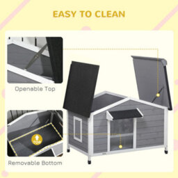 Pawhut Wooden Dog Kennel For Outside 109L X 79W X 72H Cm, Grey - thumbnail 5