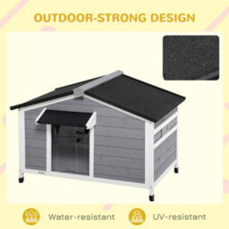 Pawhut Wooden Dog Kennel For Outside 109L X 79W X 72H Cm, Grey - thumbnail 6