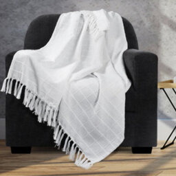 Ehc Cotton Woven Batten Throw, 127 X 152 Cm - Ivory - thumbnail 3