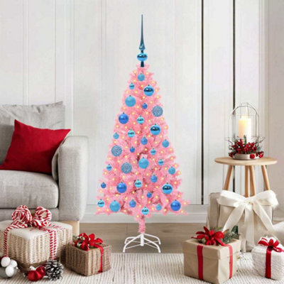 Vidaxl Christmas Tree With 150 Leds With Stand Pink 120 Cm Pvc - image 1