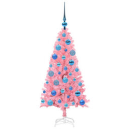 Vidaxl Christmas Tree With 150 Leds With Stand Pink 120 Cm Pvc - thumbnail 4