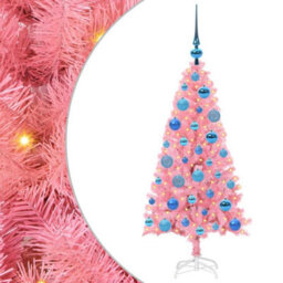 Vidaxl Christmas Tree With 150 Leds With Stand Pink 120 Cm Pvc - thumbnail 2