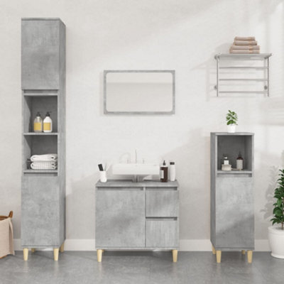 Berkfield Bathroom Cabinet Concrete Grey 65X33X60 Cm Engineered Wood - image 1