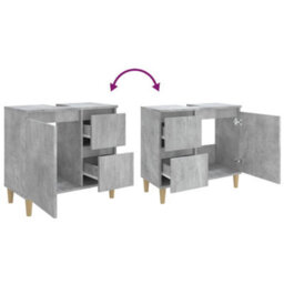 Berkfield Bathroom Cabinet Concrete Grey 65X33X60 Cm Engineered Wood - thumbnail 9