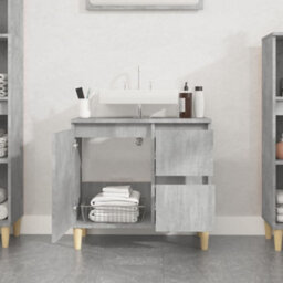 Berkfield Bathroom Cabinet Concrete Grey 65X33X60 Cm Engineered Wood - thumbnail 3