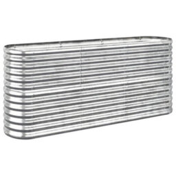 Berkfield Durable Garden Planter Powder-Coated Steel 152X40X68 Cm Silver - thumbnail 1