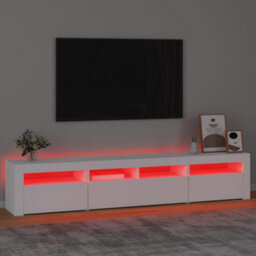 Berkfield Tv Cabinet With Led Lights White 210X35X40 Cm - thumbnail 5