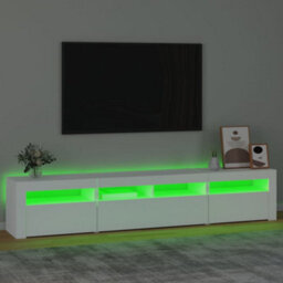 Berkfield Tv Cabinet With Led Lights White 210X35X40 Cm - thumbnail 4