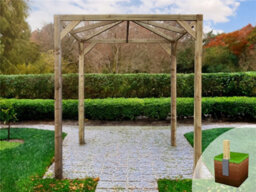 Edecks Classico Wooden Garden Pergola (2400mm X 2400mm) With Concrete In Posts (2.7M)
