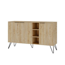 Decortie Clara Sideboard Cabinet Modern Storage Shelves Hairpin Legs Oak 142Cm - thumbnail 2