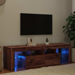 Walplus Tv Cabinet With Led Lights Old Wood 140X36.5X40 Cm Engineered Wood - thumbnail 3