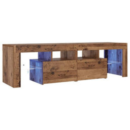 Walplus Tv Cabinet With Led Lights Old Wood 140X36.5X40 Cm Engineered Wood - thumbnail 4