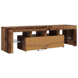 Walplus Tv Cabinet With Led Lights Old Wood 140X36.5X40 Cm Engineered Wood - thumbnail 9