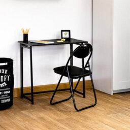 Harbour Housewares Wooden Folding Desk - Black - Pc Computer Workstation Contemporary Laptop Space Saving Foldable Wooden Desk - thumbnail 6