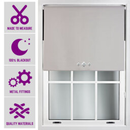 Triple Diamond Eyelet Blackout Roller Blind With Metal Fittings Free Alteration By Furnished - Grey (W)90Cm X (L)165Cm